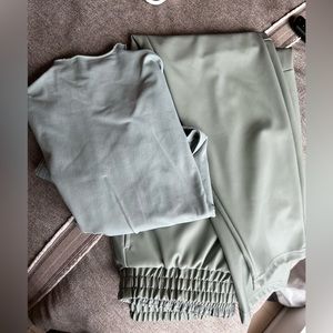 Mint Green Leather Pants Set